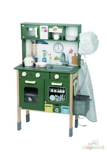 OOOK Bucătărie multifunctională realistă pentru copii + tablă de scris neagră + hartă a lumii cu accesorii, disponibile în 2 culori