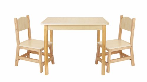 OOOK Masă din lemn de pin pentru copii cu 2 scaune